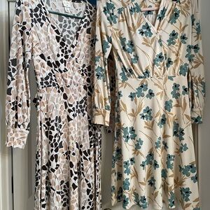 H&M Long Sleeve Dresses in Black and Cream Floral